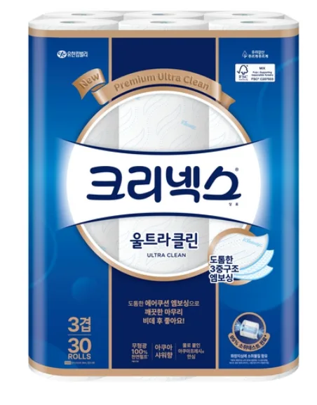 크리넥스 울트라클린 천연펄프 3겹 고급롤화장지