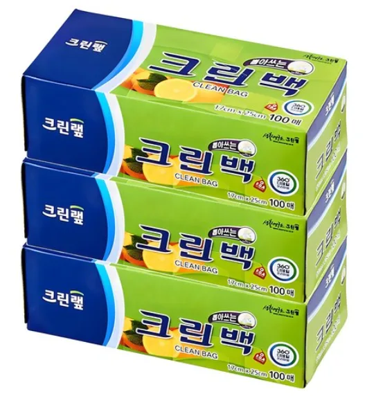 크린랩 크린백 17cm x 25cm, 3개 세트